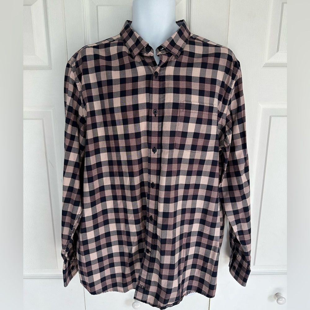 Johnston & Murphy Plaid Button Down Shirt Long Sleeve Cotton Mens XL